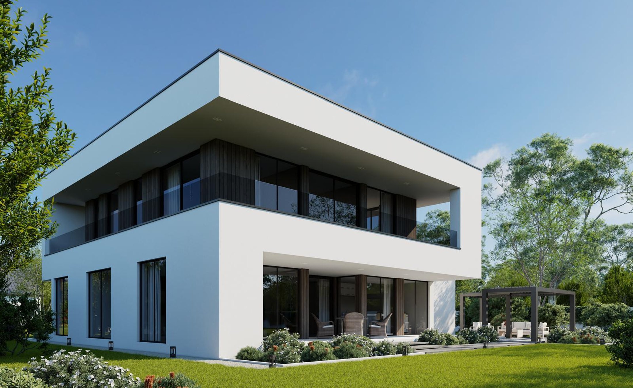 Moderner Hausblick als Inspiration für Referenzen und Wohnprojekte